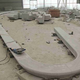 资阳 芝麻白花岗岩弧形花坛石，坐凳石