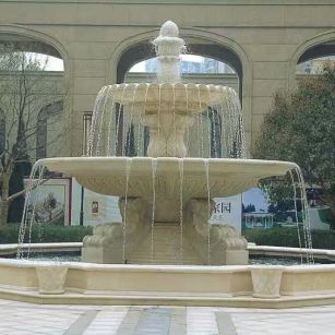 资阳 黄金麻花岗岩异型加工——户外庭院石雕流水喷泉