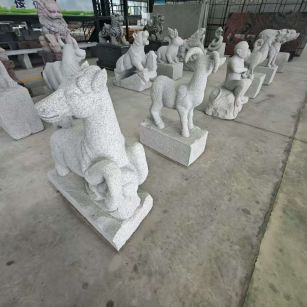资阳 芝麻白花岗岩造型立体雕刻——十二生肖