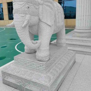 资阳 白麻花岗岩动物异形石雕-大象