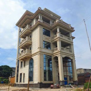 资阳 黄金麻花岗岩石材别墅外墙干挂搭配（雕花栏杆花瓶柱门楼罗马柱）