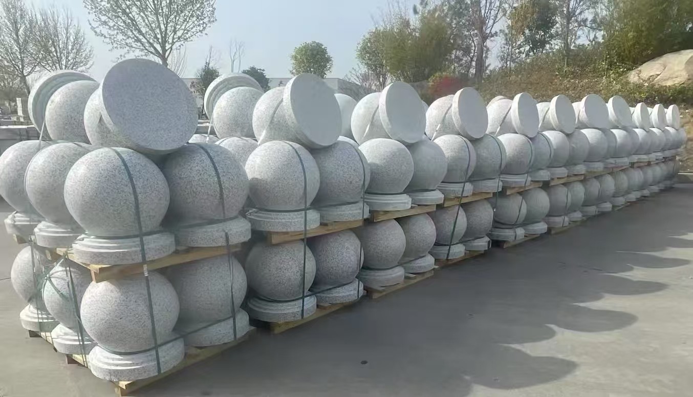 资阳 白麻花岗岩石材圆球，石球，挡车球，隔离球，景观石球，风水球等