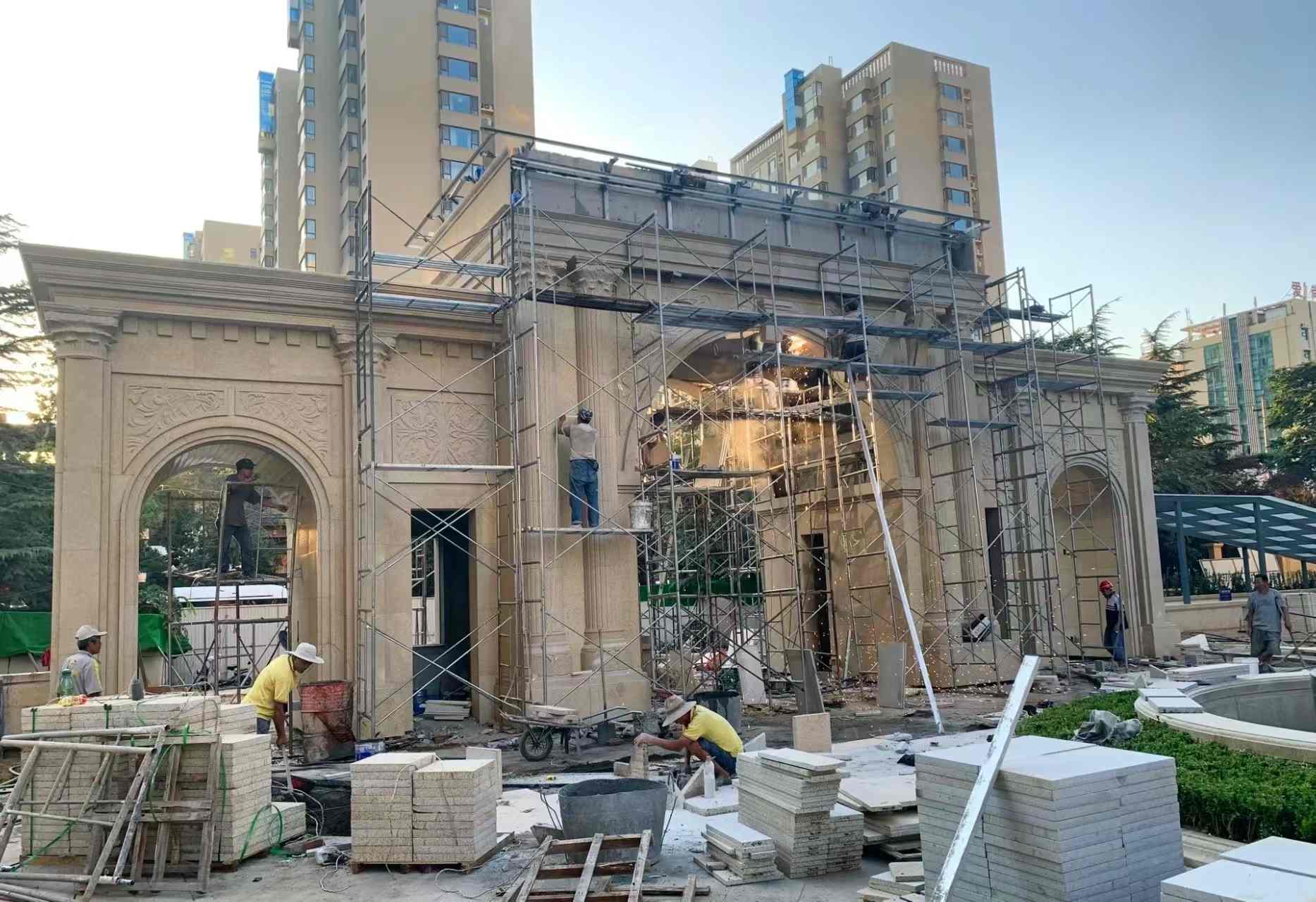 资阳 黄金麻荔枝面花岗岩小区门楼外墙干挂