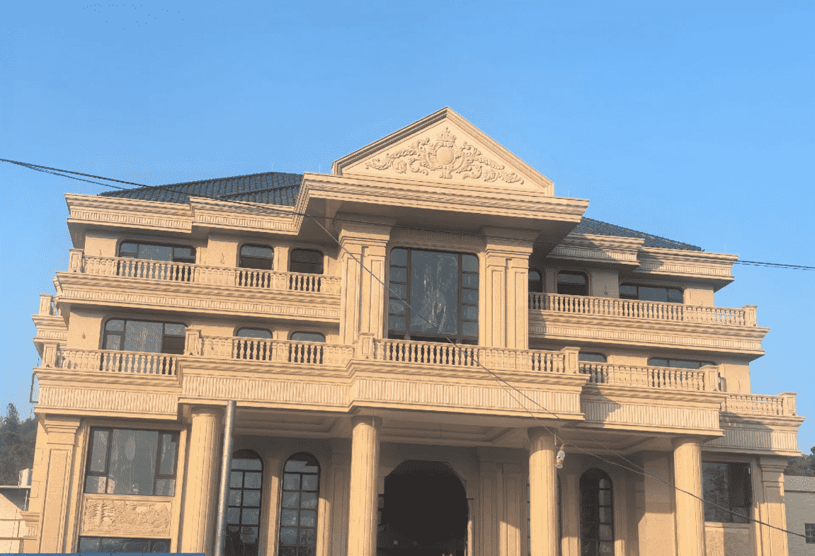 资阳黄金麻别墅外墙干挂石材效果示例