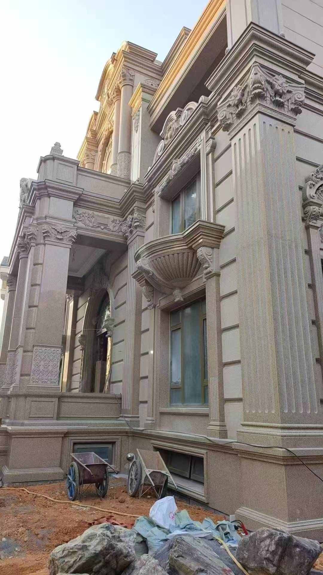 资阳 黄金麻花岗岩光面别墅外墙干挂施工完成