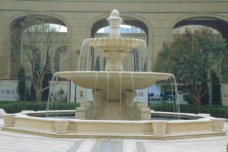 资阳 黄金麻花岗岩异型加工——户外庭院石雕流水喷泉